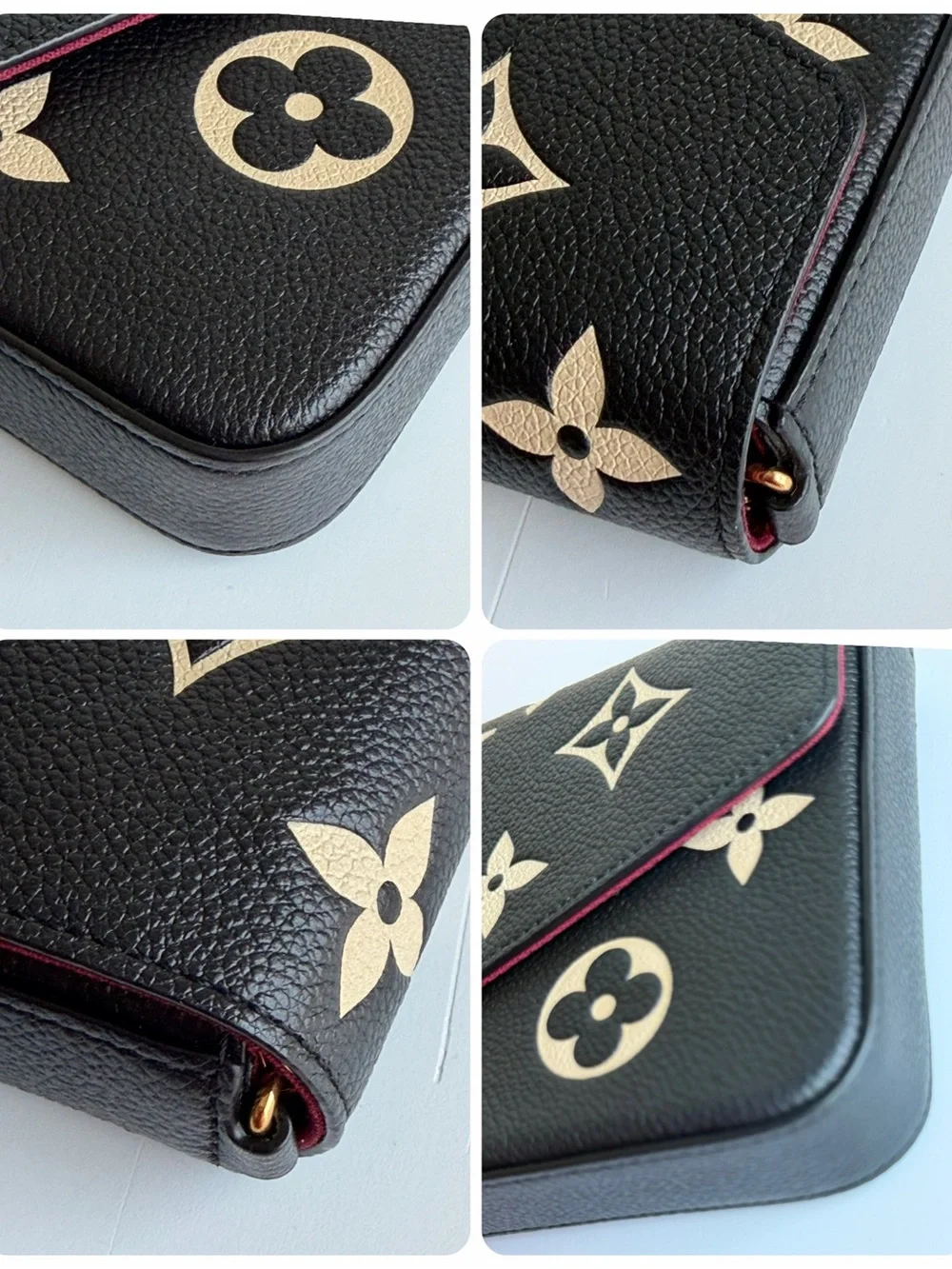 Authentic Louis Vuitton Felicie Pochette Bicolor Black Noir & Cream Crossbody
